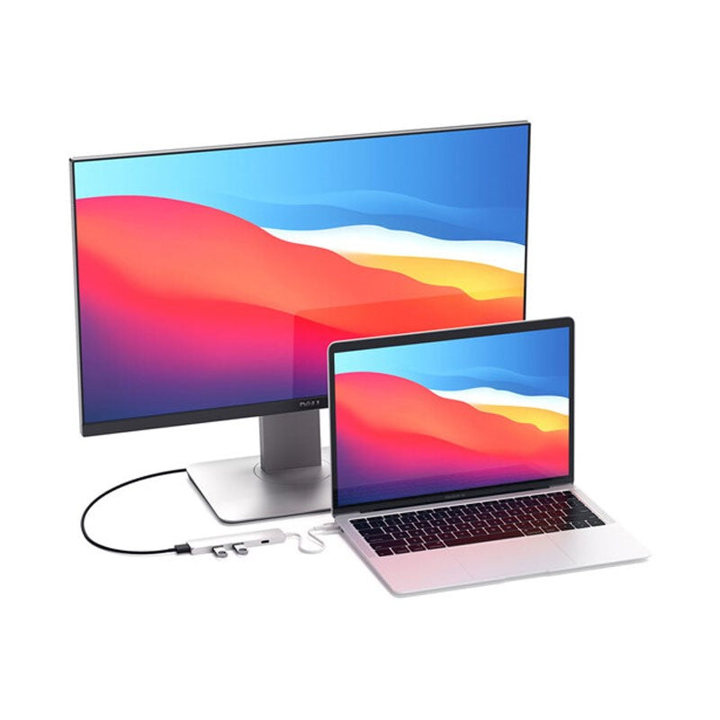 محول Satechi USB Type-C 4 في 1 نحيف متعدد المنافذ ، فضي