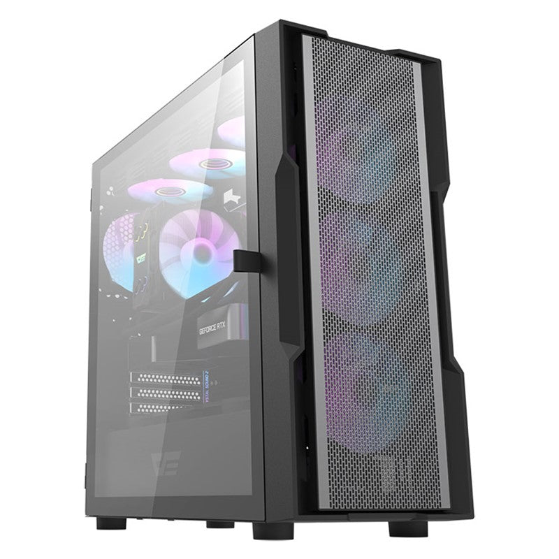 حقيبة الألعاب Aigo DarkFlash DK431 Mesh E-ATX Full Tower (مع 4 مراوح ARGB باللون الأسود) - أبيض
