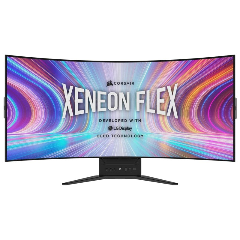 شاشة كورسير زينيون فليكس 45 بوصة WQHD OLED، 240 هرتز، 0.03 مللي ثانية، AMD FreeSync، NVIDIA G-Sync، HDMI 2.1 شاشة ألعاب قابلة للانحناء - أسود