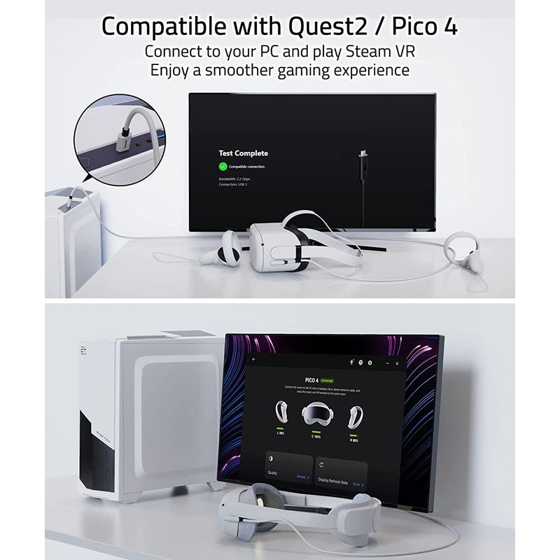كابل شحن Syntech بطول 16 قدم متوافق مع Oculus/Meta Quest 2، أبيض