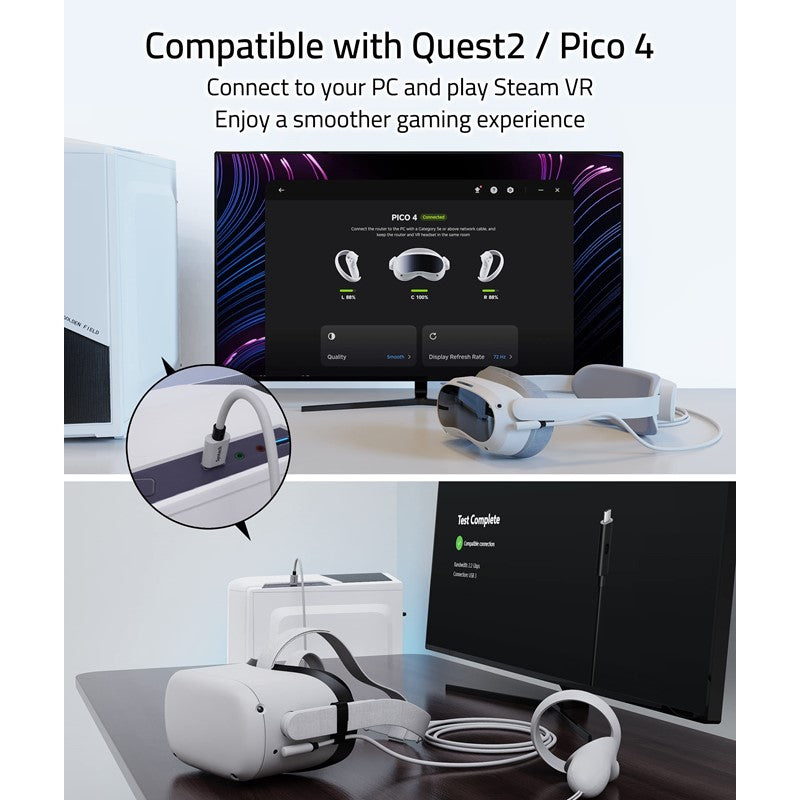 كابل Syntech Link 3 M متوافق مع Oculus/Meta Quest 2، أبيض