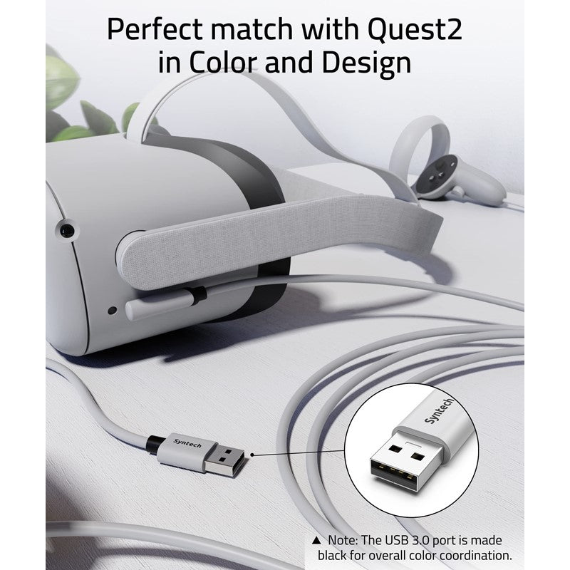 كابل Syntech Link 3 M متوافق مع Oculus/Meta Quest 2، أبيض