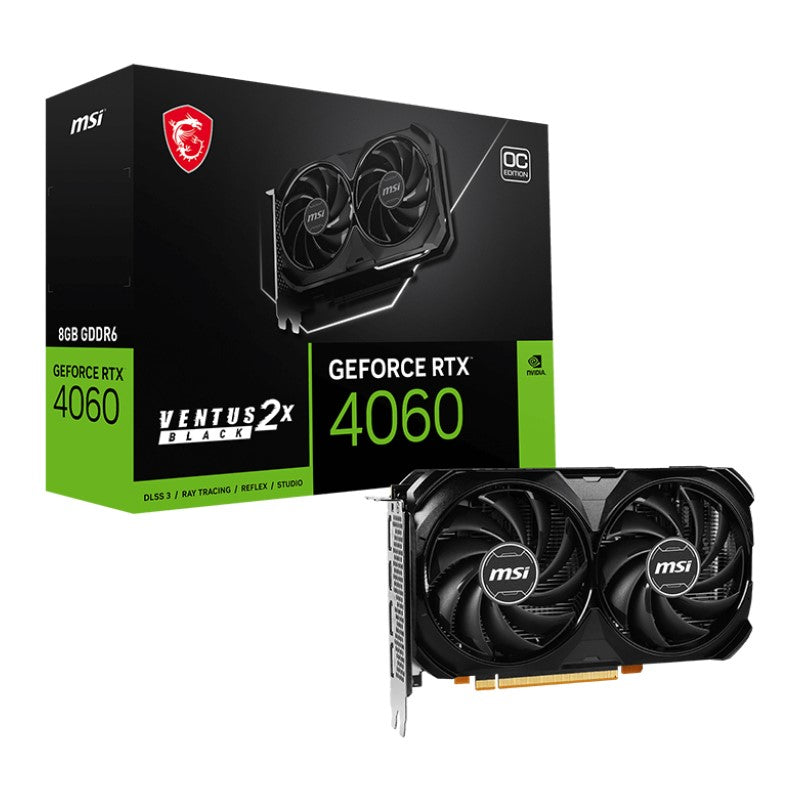 MSI GeForce RTX 4060 VENTUS 2X 8GB OC Edition GDDR6 Gaming Graphics Card - Black