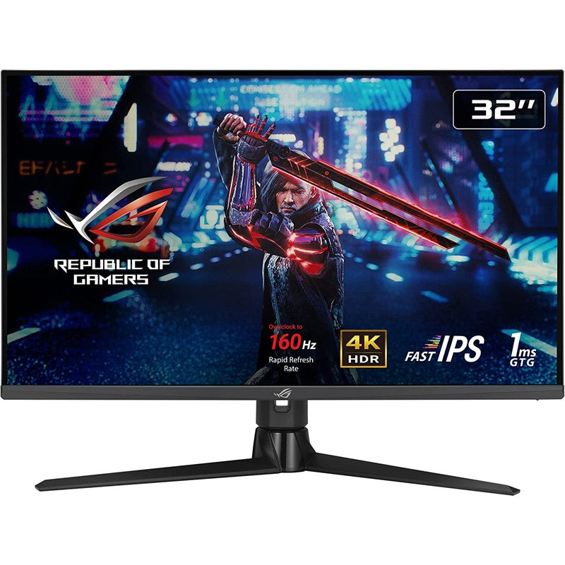 اسوس روج ستريكس XG32UQ شاشة 32 بوصة 4K UHD Fast IPS، 160 هرتز، 1 مللي ثانية، HDMI 2.1، NVIDIA G-SYNC، شاشة ألعاب FreeSync Premium - أسود