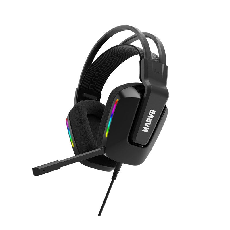 MARVO H8619 BK USB Wired RGB Gaming Headset With Detachable Microphone - Black