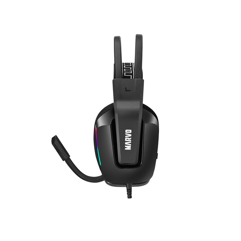 MARVO H8619 BK USB Wired RGB Gaming Headset With Detachable Microphone - Black