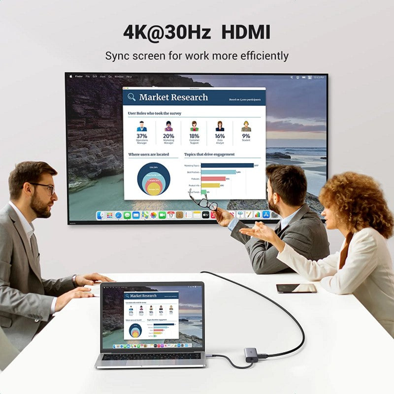 يوجرين 7 في 1 محور يو اس بي سي (4K@30 هرتز اتش دي ام اي ، RJ45 إيثرنت)