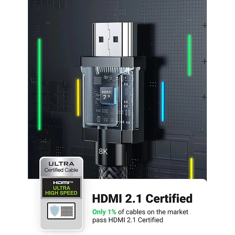 يوجرين - كابل 8K اتش دي ام اي 2.1 بطول 2 متر، رمادي