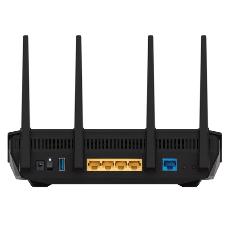 آسوس AX5400 ثنائي النطاق واي فاي 6 (802.11ax) جهاز توجيه قابل للتوسيع، متضمن VPN مدمج، آي بروتكشن برو أمان الشبكة، مراقبة اهلية، حارس فوري، متوافق مع ايميش
