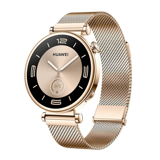 Huawei Watch GT 4, 41mm, Gold Stainless Steel, Gold Milanes Strap, 14 Days Battery Life, Geometric Aesthetics, All-New Calorie Management