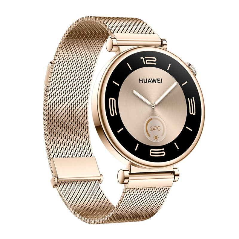 Huawei Watch GT 4, 41mm, Gold Stainless Steel, Gold Milanes Strap, 14 Days Battery Life, Geometric Aesthetics, All-New Calorie Management