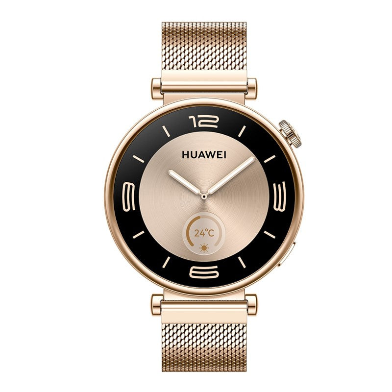 Huawei Watch GT 4, 41mm, Gold Stainless Steel, Gold Milanes Strap, 14 Days Battery Life, Geometric Aesthetics, All-New Calorie Management