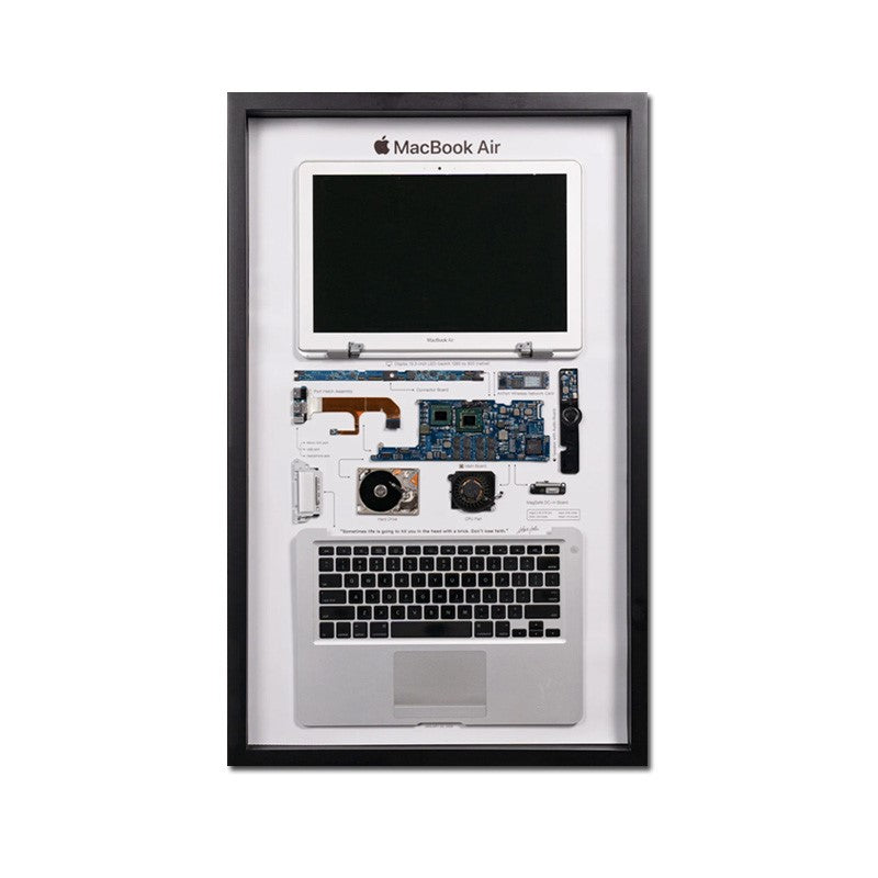 Grid Framed Macbook Air (1st Generation) Disassembled (Size: 29.9*18.5*1.97 in) For Wall Art, Decoration