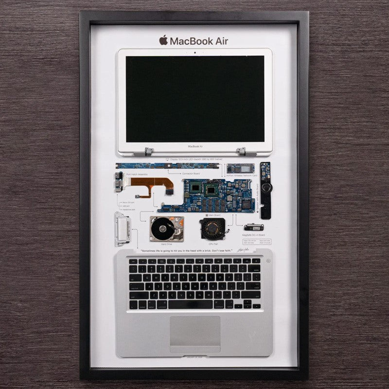 Grid Framed Macbook Air (1st Generation) Disassembled (Size: 29.9*18.5*1.97 in) For Wall Art, Decoration