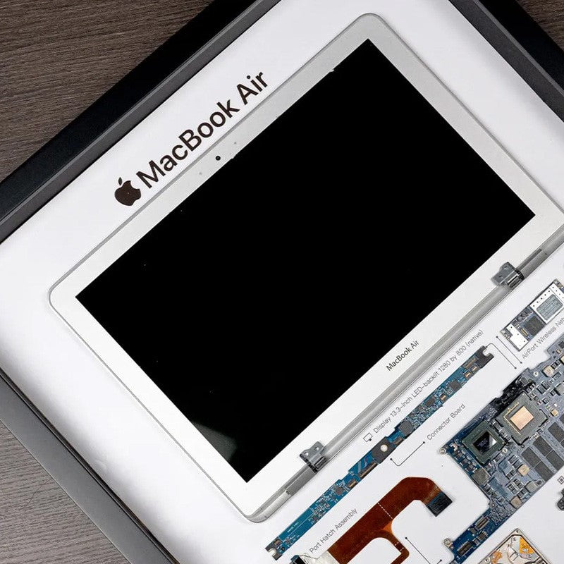 Grid Framed Macbook Air (1st Generation) Disassembled (Size: 29.9*18.5*1.97 in) For Wall Art, Decoration