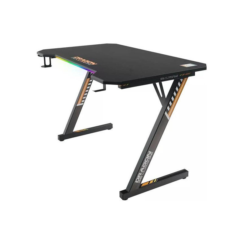 Dragon War GT-101 RGB Gaming Desk (RGB Version), Z Shaped Leg Black Melamine Board - Black