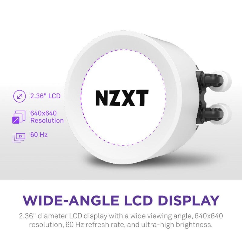 NZXT Kraken Elite 240 RGB 240mm Liquid Cooler With LCD Display - White