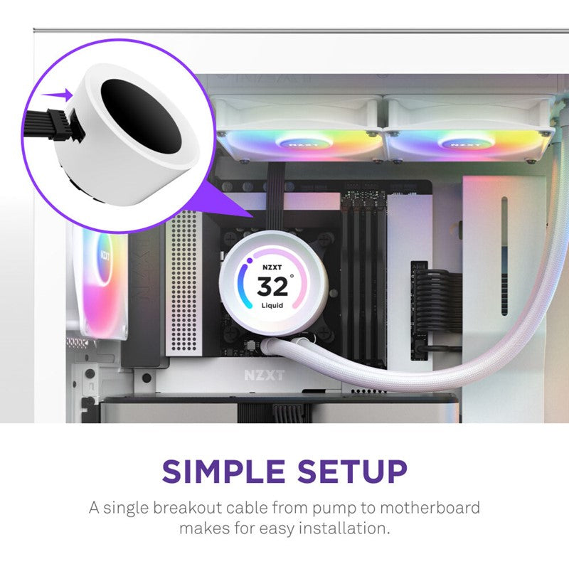 NZXT Kraken Elite 240 RGB 240mm Liquid Cooler With LCD Display - White