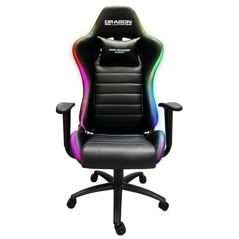 Dragon War GC-015 LED Racing Chair, 4D Armrest - Black