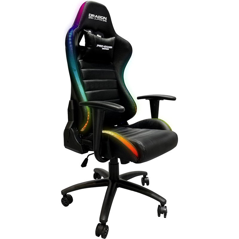 Dragon War GC-015 LED Racing Chair, 4D Armrest - Black