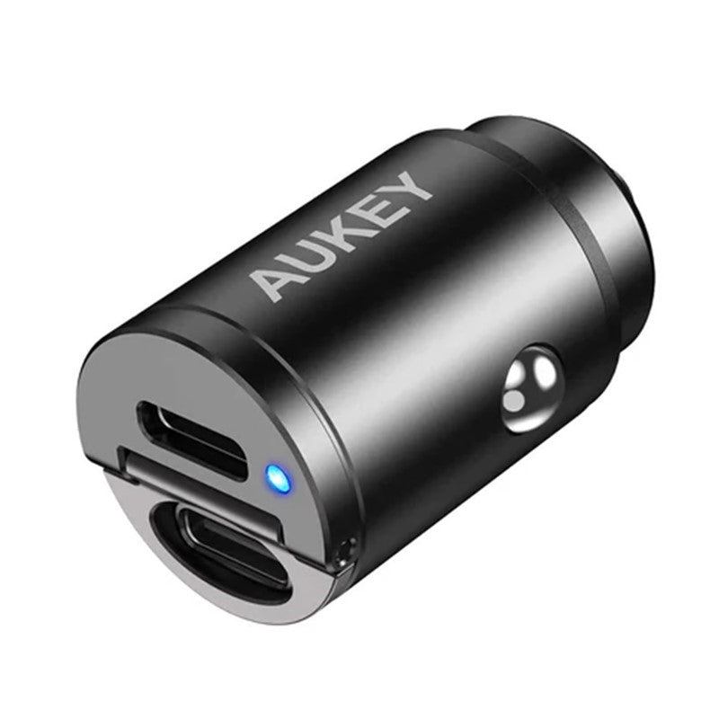 Aukey 30 Watts Ultra Small 2 USB C Port Car Charger + Aukey Nylon Braided USB-C to  Lightning Cable (2M) + Aukey Nylon Braided USB-C to USB-C Cable (1M)