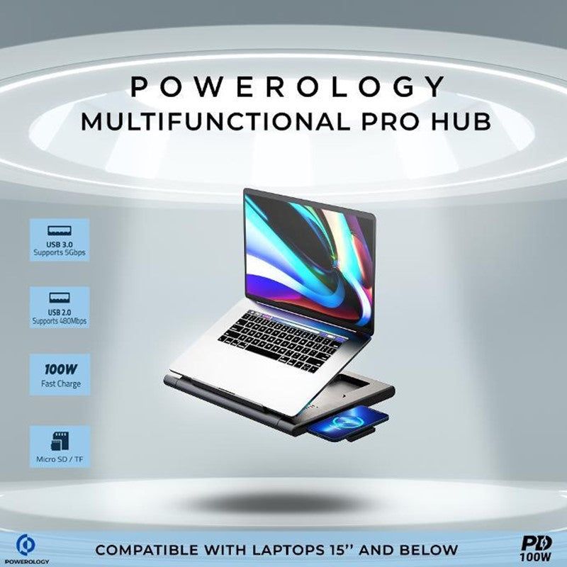 Powerology Multifunctional Pro Hub With Laptop And Phone Stand