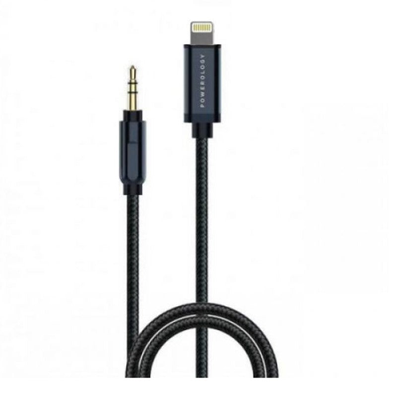Powerology Braided AUX Audio Cable to iPhone 1.2 Meter,  Black