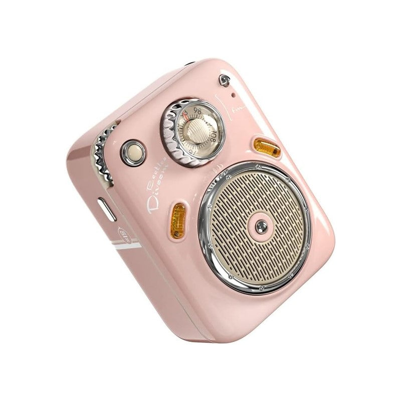 Divoom Beetles Mini Cute Portable Bluetooth, Wireless Smart Speaker With FM Radio, TF Card - Pink