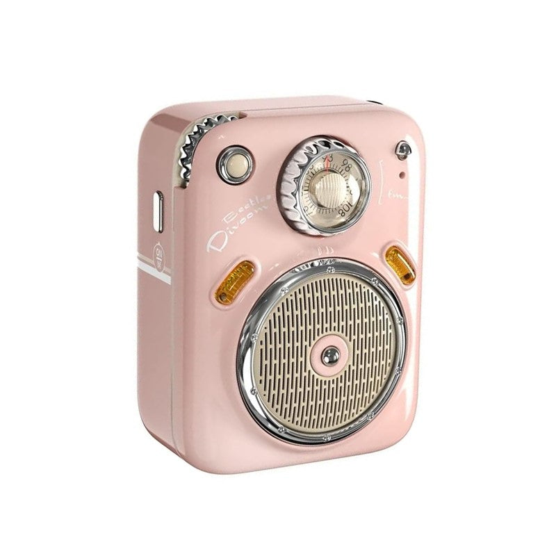 Divoom Beetles Mini Cute Portable Bluetooth, Wireless Smart Speaker With FM Radio, TF Card - Pink