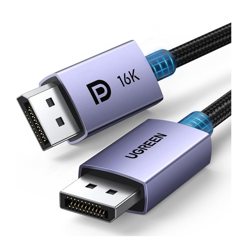 Ugreen DisplayPort Cable 2.1 [VESA Certified] DP2.0 80Gbps Support 16K@60Hz 8K@120Hz 4K@240Hz HDR, HDCP, DSC 1.2a, Braided Display Port Cable Cord Compatible FreeSync G-Sync Video Card Monitor, 2M, DP118