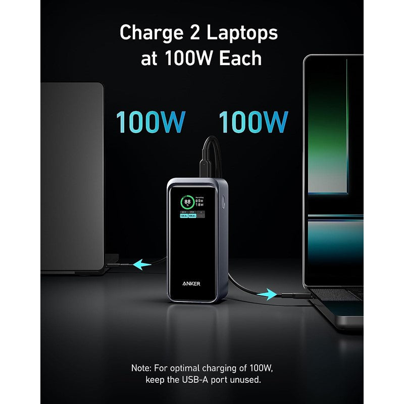 Anker Prime Power Bank, 20,000 mAh Portable Charger with 200 Watts Output, Smart Digital Display, 2 USB-C and 1 USB-A Port, Black