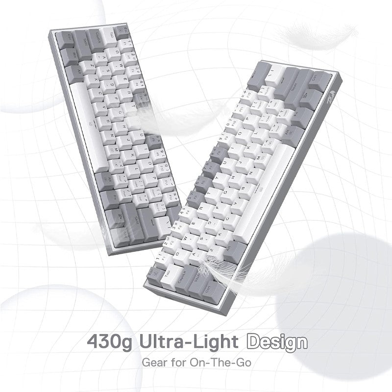 Redragon K617 Fizz 60% Wired RGB Mechanical Gaming Keyboard - White/Grey
