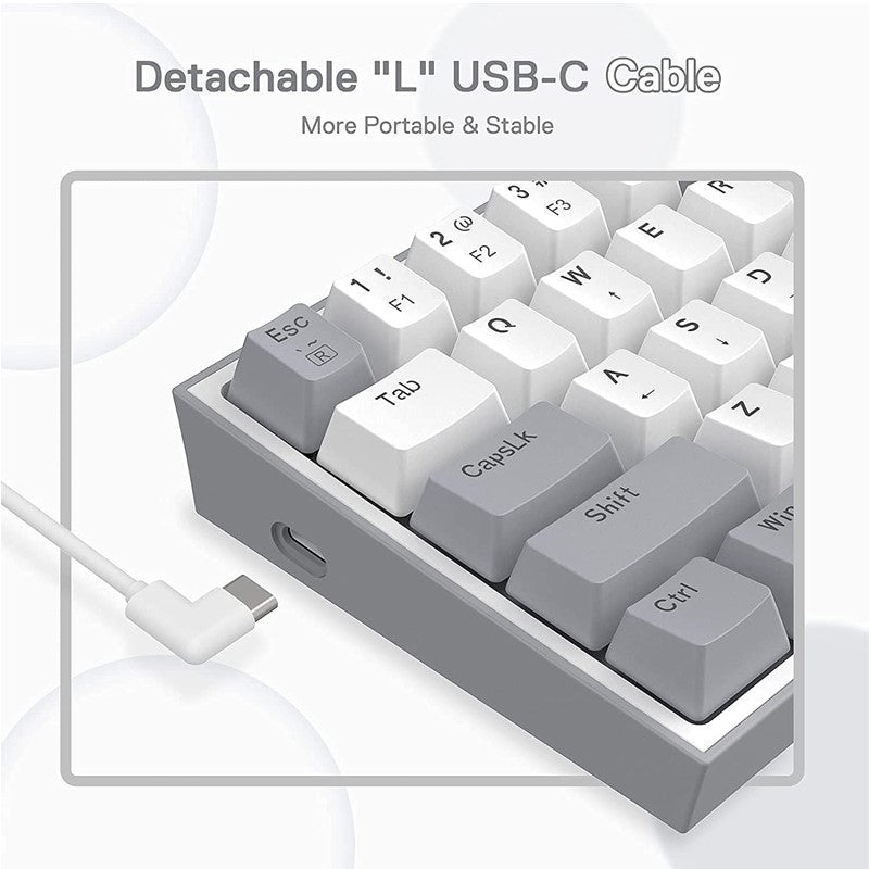 Redragon K617 Fizz 60% Wired RGB Mechanical Gaming Keyboard - White/Grey