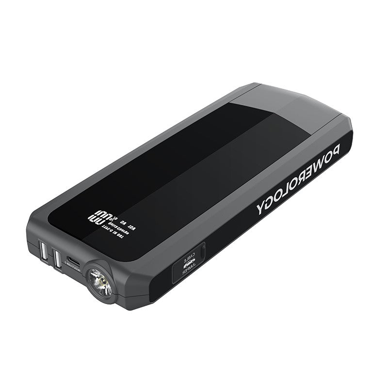 Powerology Emergency 12V Jump Starter with 16000mAh Powerbank 18 Watts PD QC3.0, Black