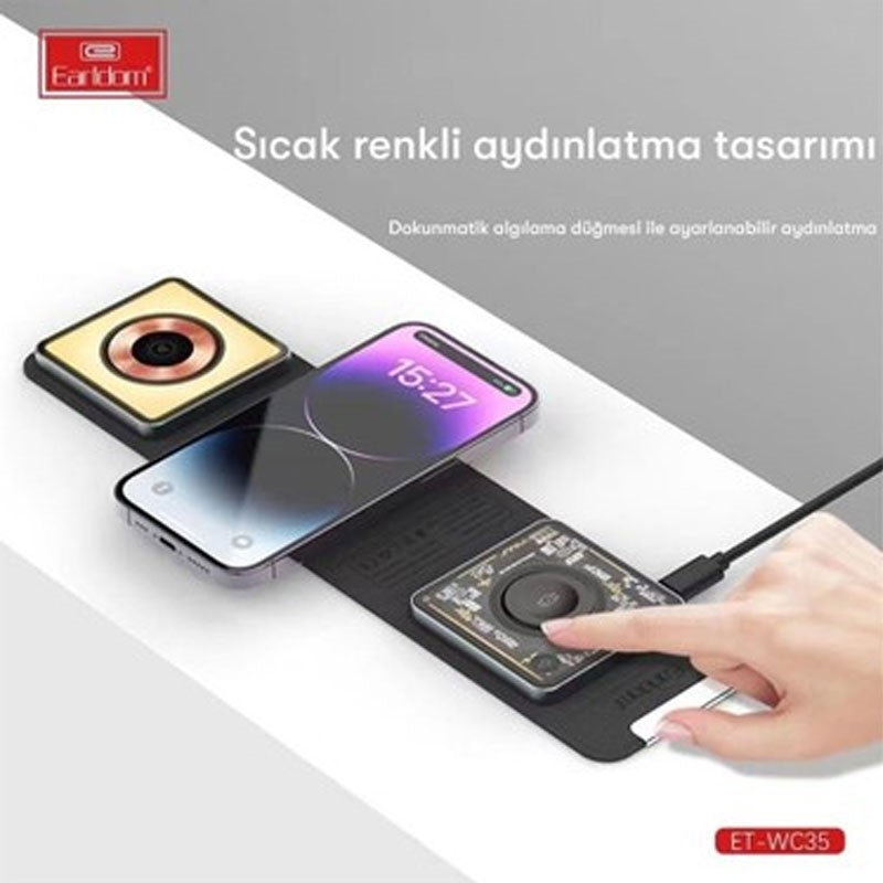 3 in 1 Foldable Wireless Charger For iPhone , Airpods and Apple Watch (WC35)