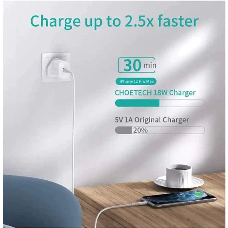 Choetech Fast Type C Wall Charger 20W Q5004-UK-WH, White