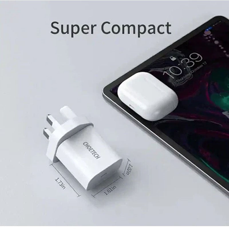 Choetech Fast Type C Wall Charger 20W Q5004-UK-WH, White