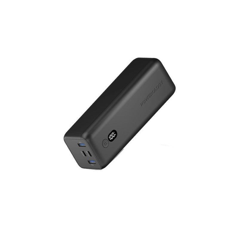 Powerology Onyx 30000mAh Dual USB-C Power Bank Rapid Four-Device Charging, Black