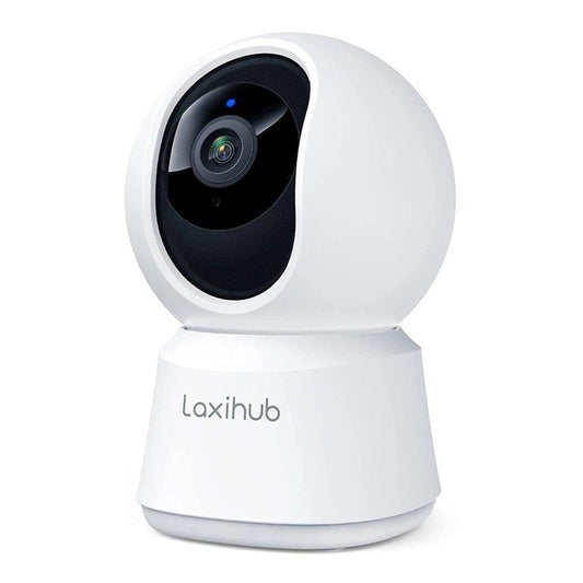 Laxihub P2 Indoor Wi-Fi 1080P Pan & Tilt Security Camera, Works with Alexa & Google Assistant - White