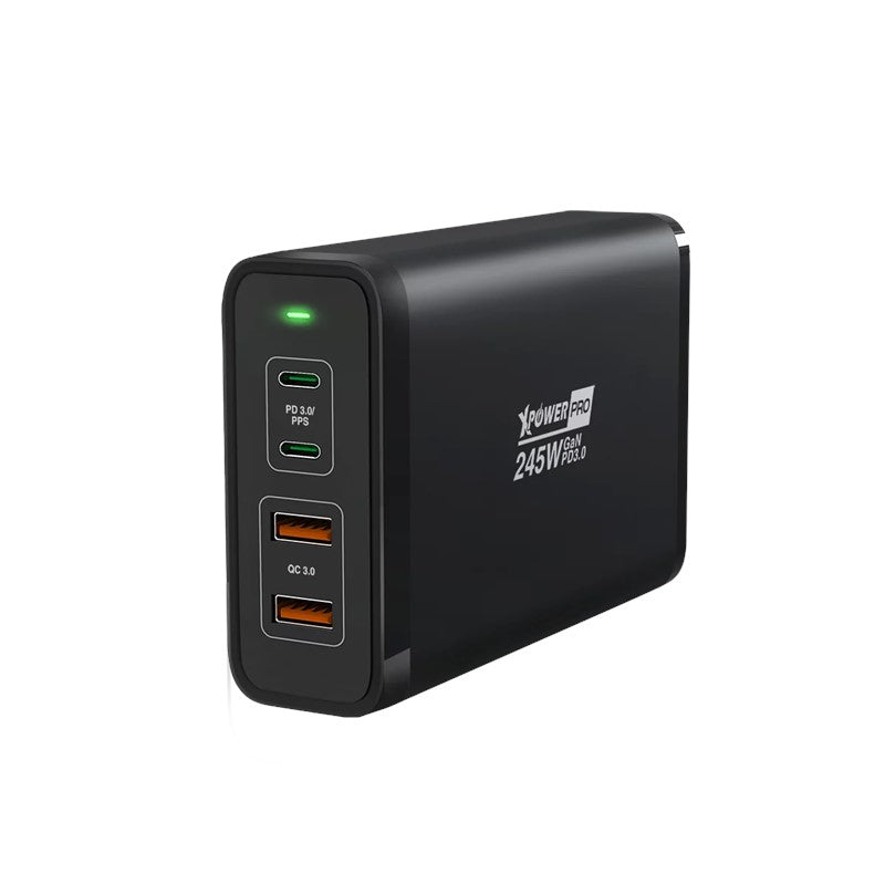 Xpower Pro Gx245 245 Watts 4-Port PD Gan Desktop Charger, Black