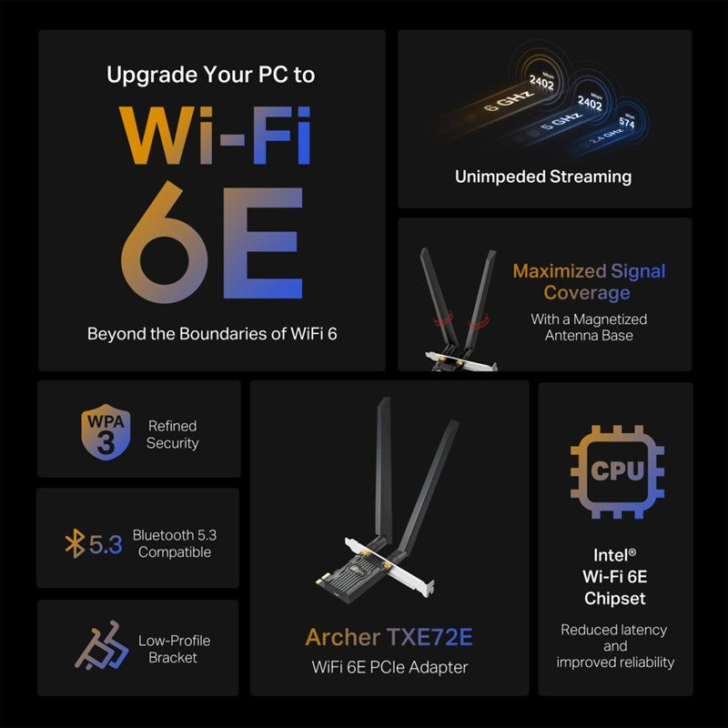 TP-Link AXE5400 Wi-Fi 6E Bluetooth 5.2 PCIe Adapter