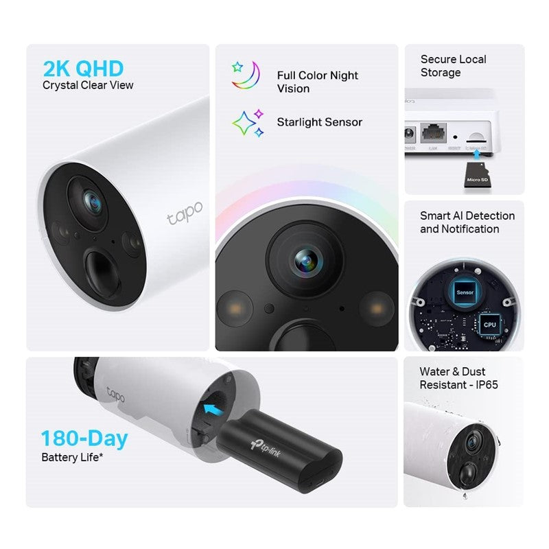 TP-Link Tapo C420S2 Smart Wire-Free Security Camera System, 2-Camera System
