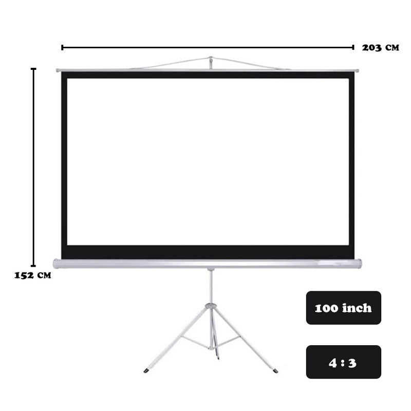 Portable Projector Screen 100 inch, 4:3 Foldable Anti-Crease HD 3D Indoor/Outdoor Movies Screen, Supports Double-Sided Projection