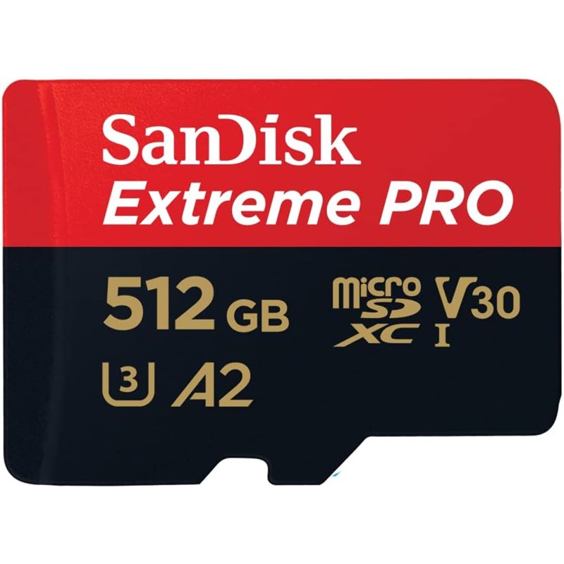 SanDisk Extreme Pro microSD UHS I Card 512 GB for 4K Video on Smartphones, Action Cams & Drones 200MB/s Read, 140MB/s Write